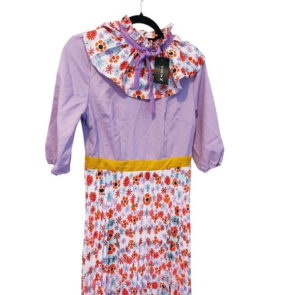 NWT Puff Sleeve Ruffle Midi Dress Medium - Picture 4 of 7